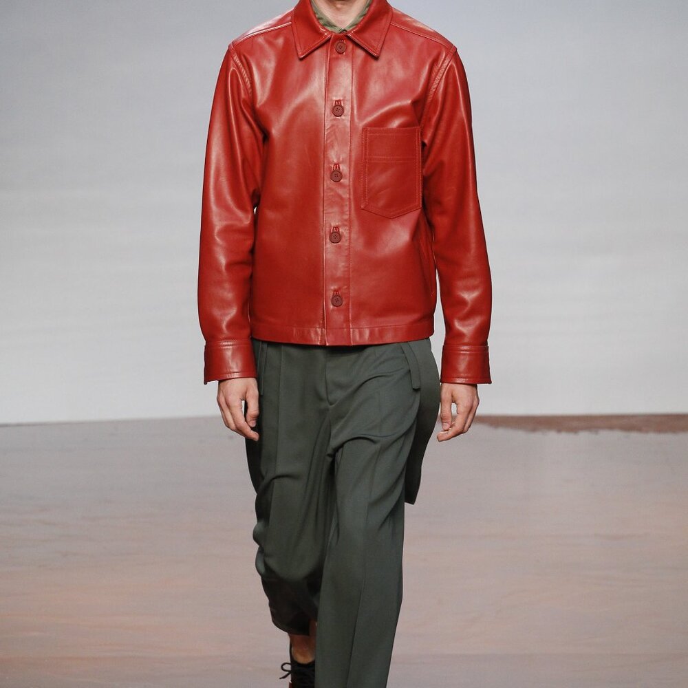 SS17 MARNI RED OVINE LEATHER JACKET 50